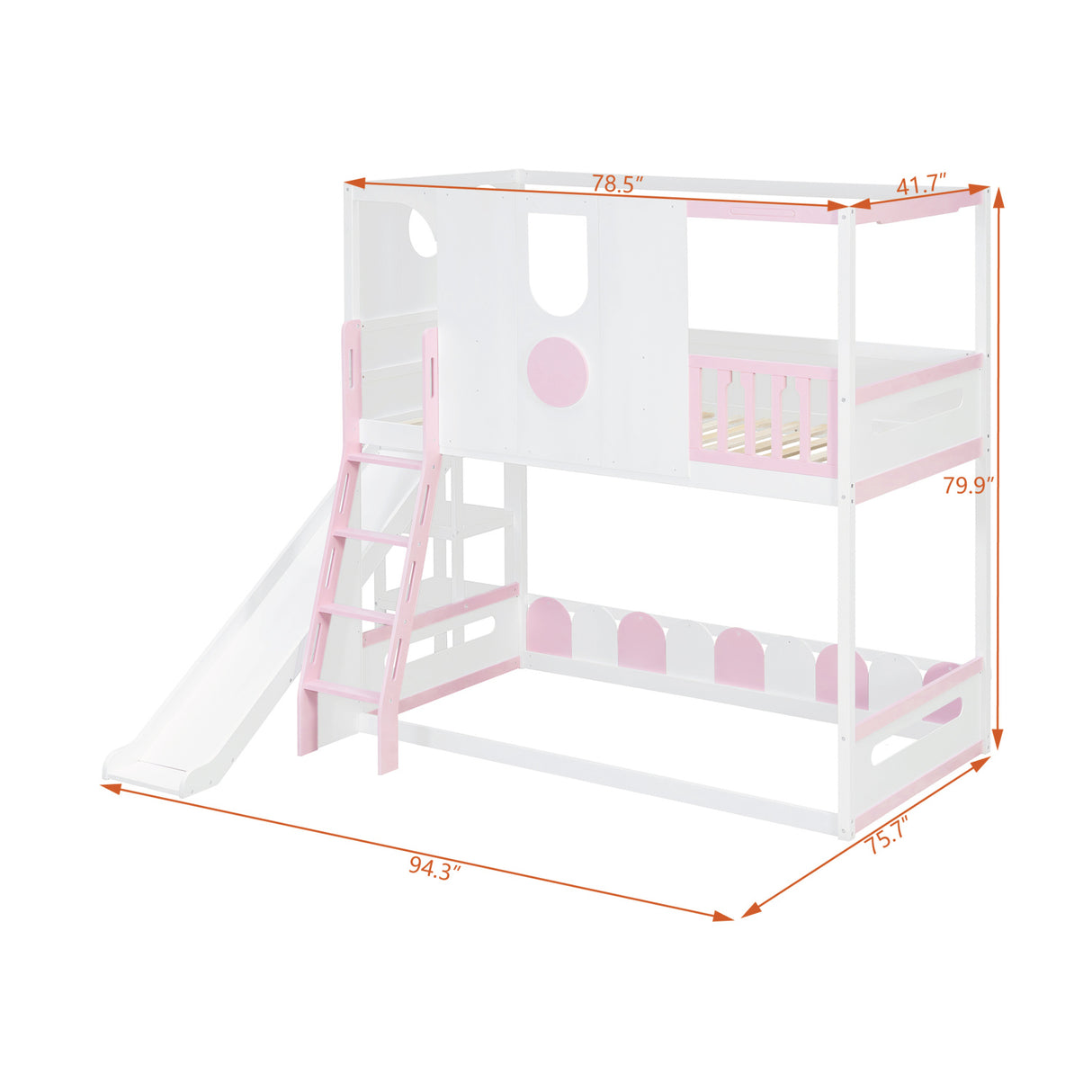 Twin Size Kids Loft Bed Play House Bunk Bed with Slide | OROA Kids