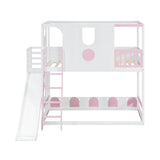 Twin Size Kids Loft Bed Play House Bunk Bed with Slide | OROA Kids