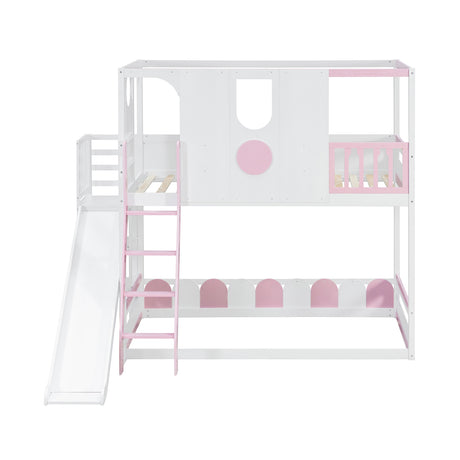 Twin Size Kids Loft Bed Play House Bunk Bed with Slide | OROA Kids