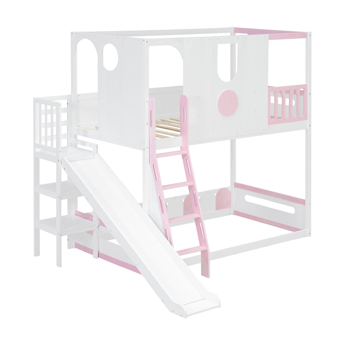 Twin Size Kids Loft Bed Play House Bunk Bed with Slide | OROA Kids
