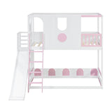 Twin Size Kids Loft Bed Play House Bunk Bed with Slide | OROA Kids