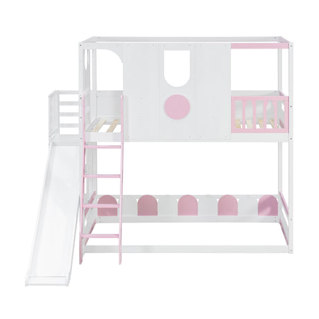 Twin Size Kids Loft Bed Play House Bunk Bed with Slide | OROA Kids