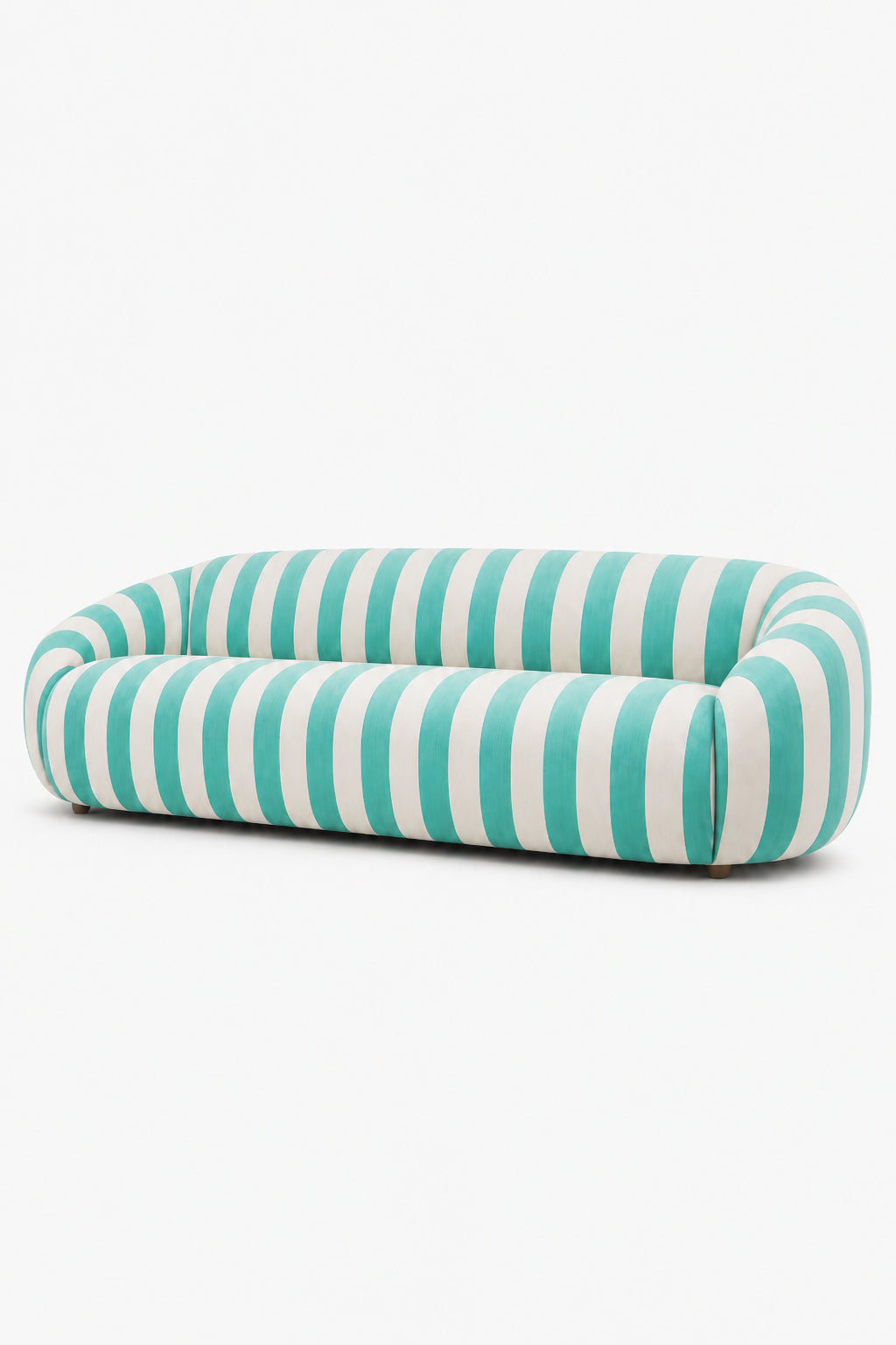 low curved blue striped sofa - oroa furniture