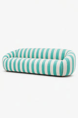 low curved blue striped sofa - oroa furniture