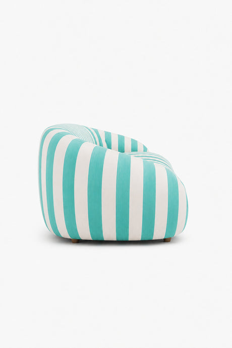 low curved blue striped sofa - oroa furniture