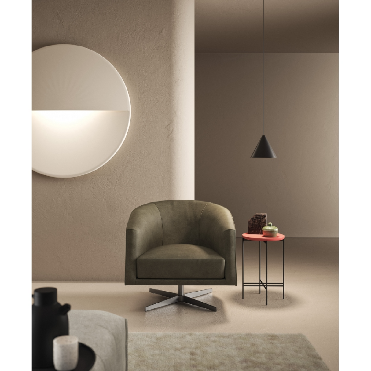 Curved Back Swivel Armchair | Marac Leslie