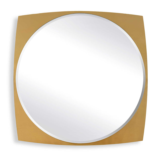 Modern European furniture - Antique Brass Beveled Round Mirror - www.oroa.com
