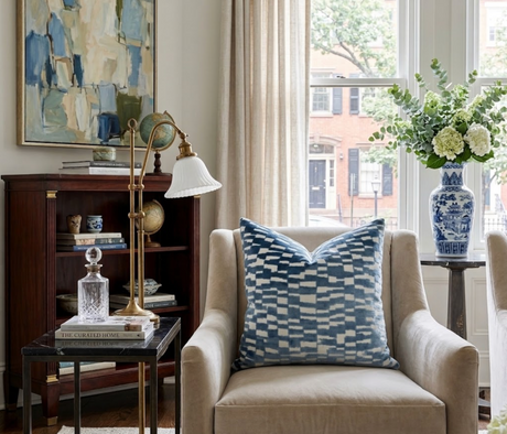 Marine Blue Accent Throw Pillow Cover | DEKOWE