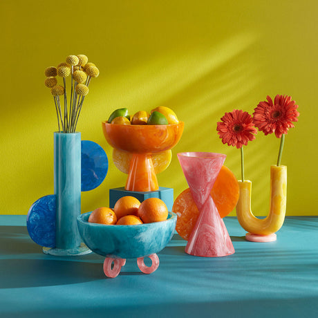 Orange Marbleized Pedestal Bowl | Jonathan Adler Mustique | Oroa.com