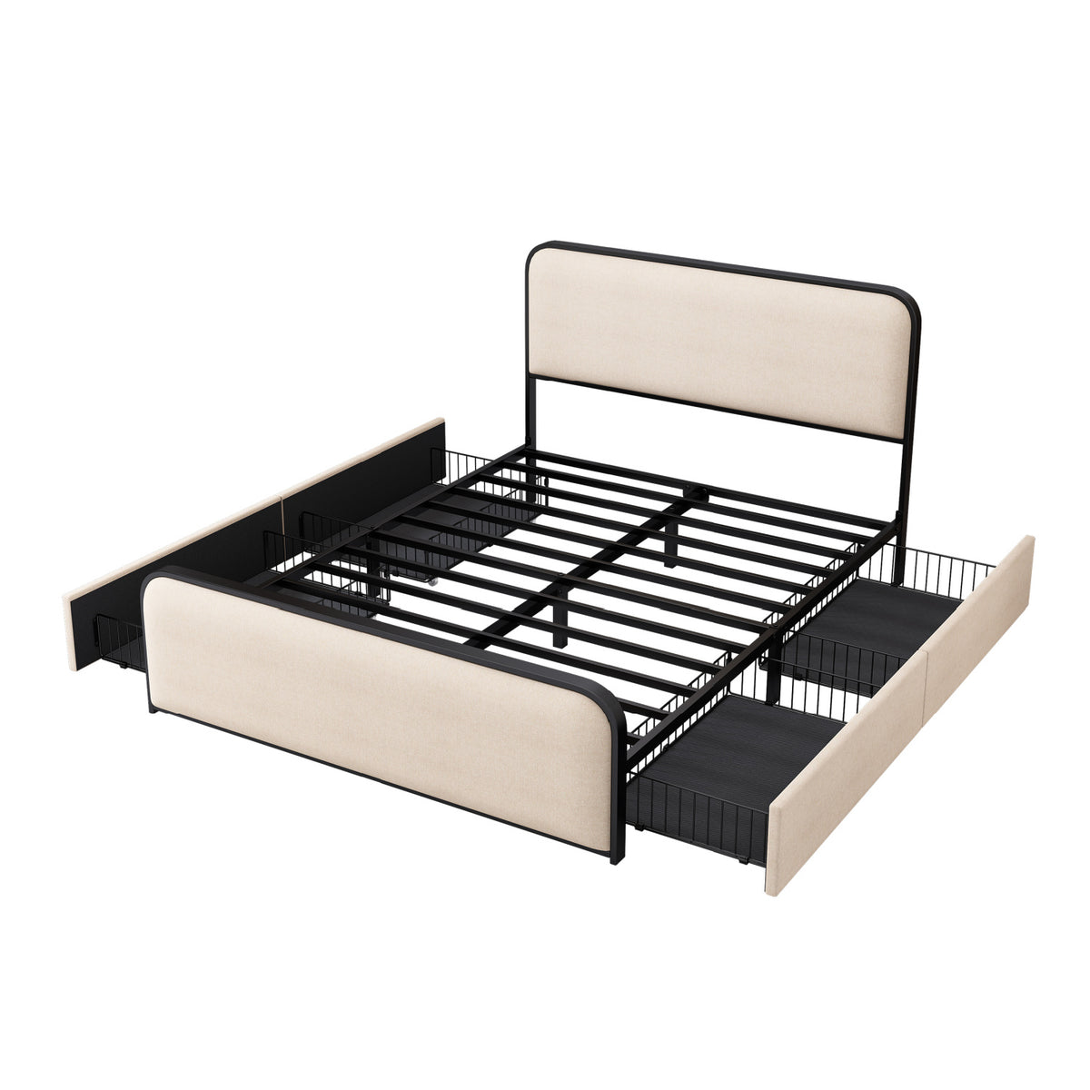 Modern European furniture - Queen Size Metal Bed Frame with Headboard - www.oroa.com