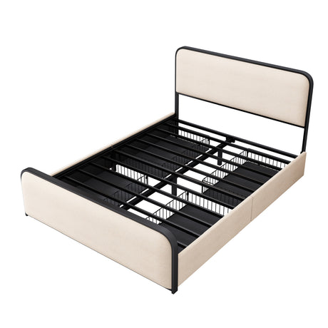 Modern European furniture - Queen Size Metal Bed Frame with Headboard - www.oroa.com