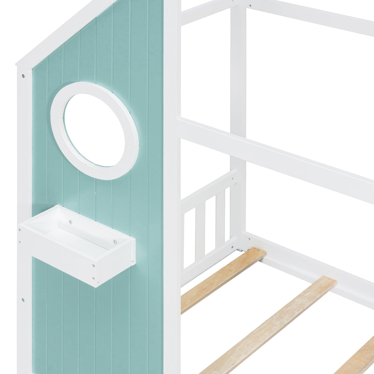 Twin House Bed with Slide and Light Strip Playhouse Design | OROA Kids