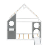 Wooden Playhouse Design Twin House Bed with Slide | OROA Kids