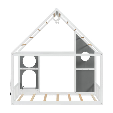 Wooden Playhouse Design Twin House Bed with Slide | OROA Kids