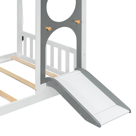 Wooden Playhouse Design Twin House Bed with Slide | OROA Kids