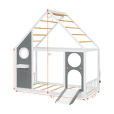 Wooden Playhouse Design Twin House Bed with Slide | OROA Kids