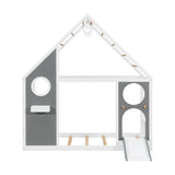 Wooden Playhouse Design Twin House Bed with Slide | OROA Kids