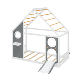 Wooden Playhouse Design Twin House Bed with Slide | OROA Kids
