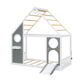 Wooden Playhouse Design Twin House Bed with Slide | OROA Kids