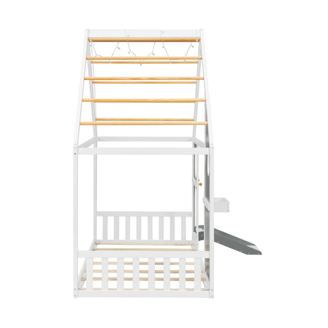 Wooden Playhouse Design Twin House Bed with Slide | OROA Kids