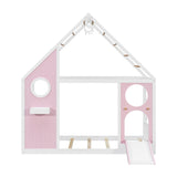 Twin Pink House Bed with Slide and Ball Light Strip | OROA Kids