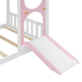 Twin Pink House Bed with Slide and Ball Light Strip | OROA Kids
