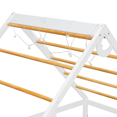 Twin Pink House Bed with Slide and Ball Light Strip | OROA Kids
