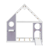 Purple Twin House Bed with Slide | OROA Kids