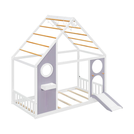 Purple Twin House Bed with Slide | OROA Kids