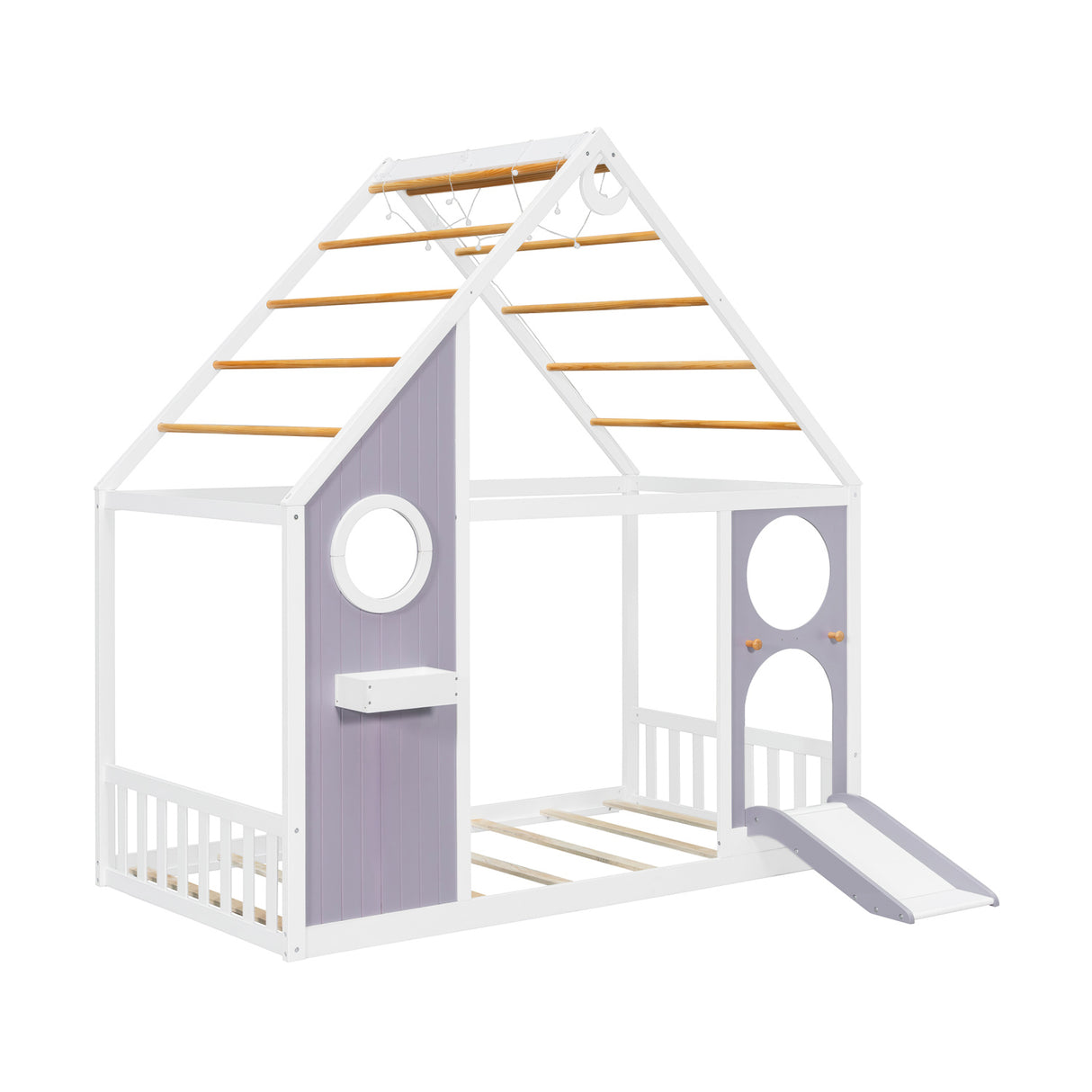 Purple Twin House Bed with Slide | OROA Kids