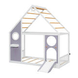 Purple Twin House Bed with Slide | OROA Kids
