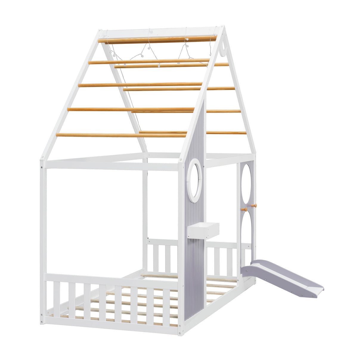 Purple Twin House Bed with Slide | OROA Kids