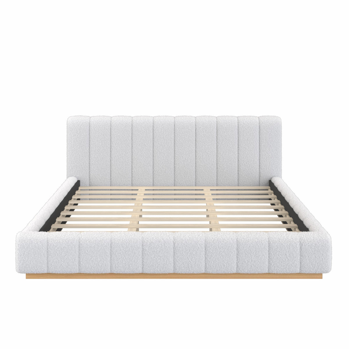 Modern European furniture - Bouclé Upholstered Low Profile King Bed - www.oroa.com