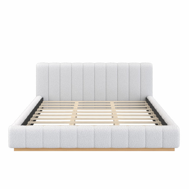 Modern European furniture - Bouclé Upholstered Low Profile King Bed - www.oroa.com
