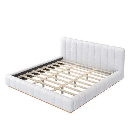 Modern European furniture - Bouclé Upholstered Low Profile King Bed - www.oroa.com