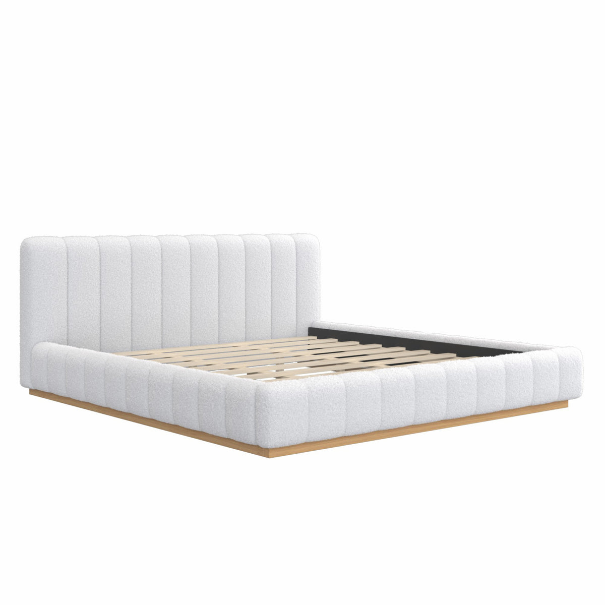 Modern European furniture - Bouclé Upholstered Low Profile King Bed - www.oroa.com