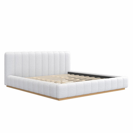 Modern European furniture - Bouclé Upholstered Low Profile King Bed - www.oroa.com