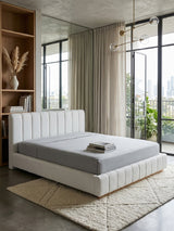 Modern European furniture - Bouclé Upholstered Low Profile King Bed - www.oroa.com