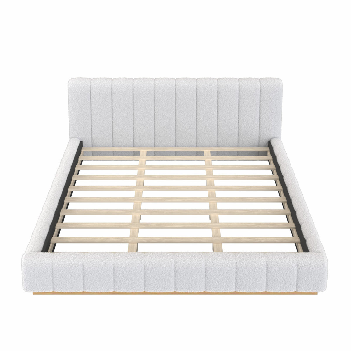 Modern European furniture - Bouclé Upholstered Low Profile King Bed - www.oroa.com