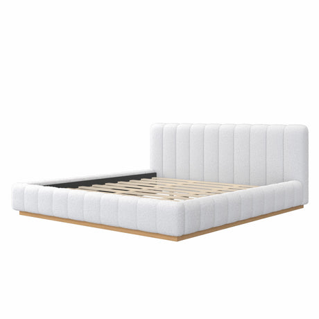 Modern European furniture - Bouclé Upholstered Low Profile King Bed - www.oroa.com