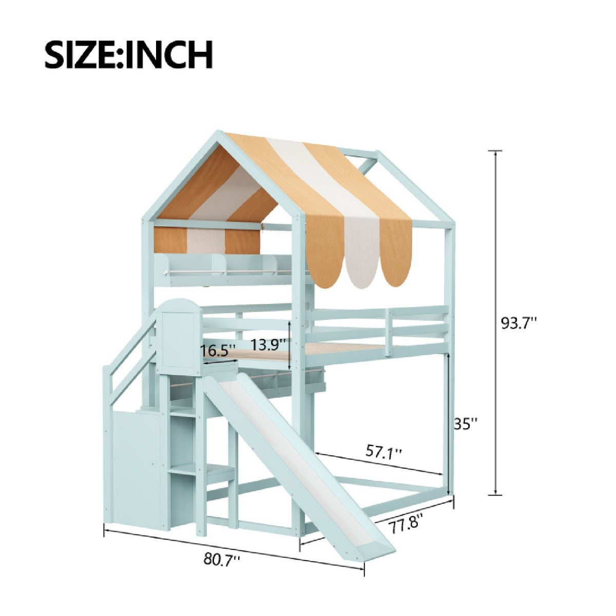 Modern European furniture - Full Size Bunk Bed with Canopy - www.oroa.com
