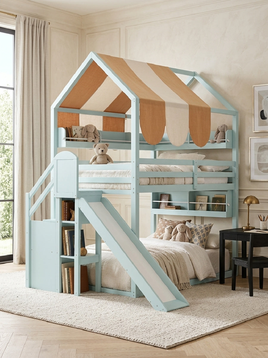 Modern European furniture - Full Size Bunk Bed with Canopy - www.oroa.com