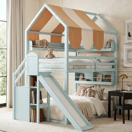 Modern European furniture - Full Size Bunk Bed with Canopy - www.oroa.com