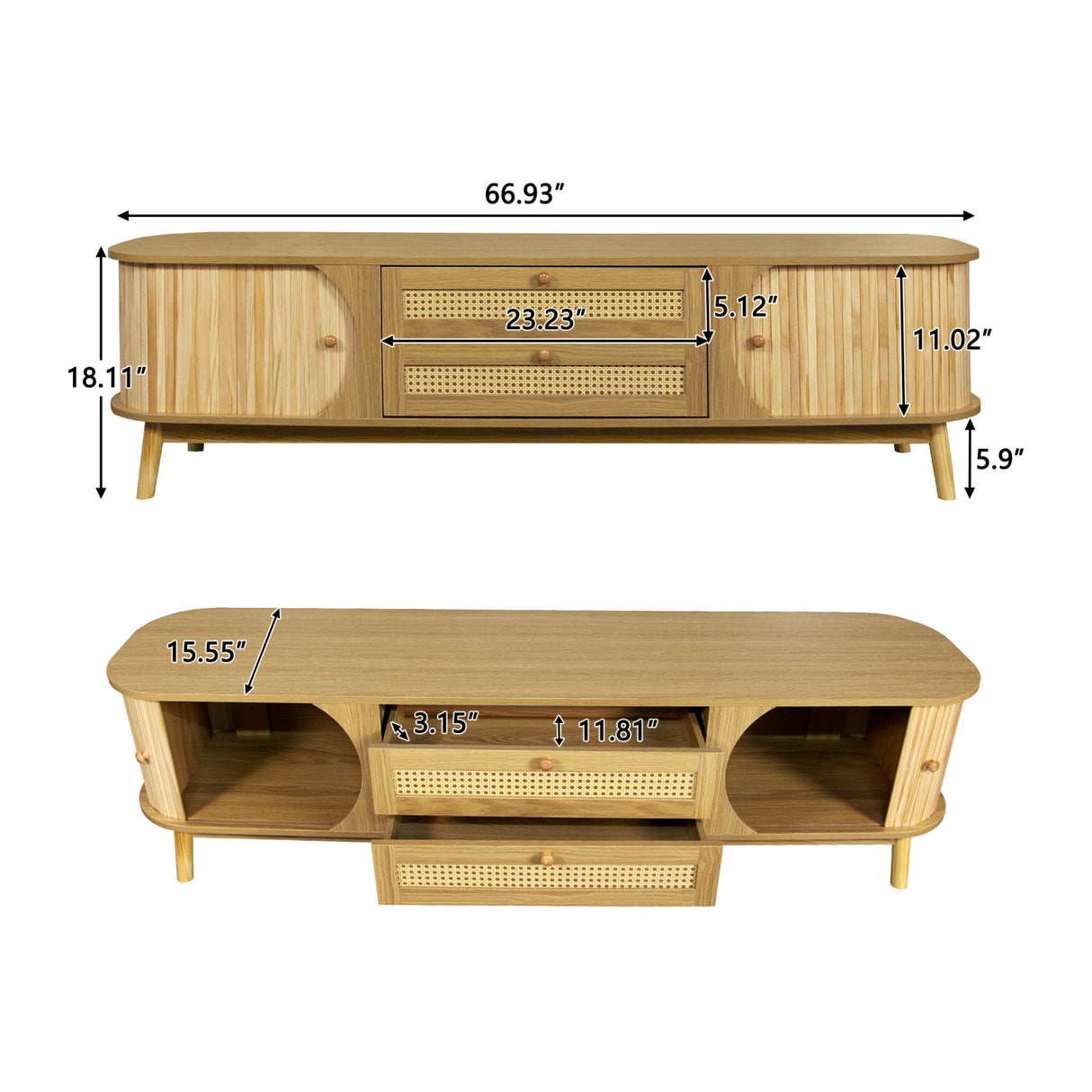 Modern Farmhouse Rattan TV Stand | OROA