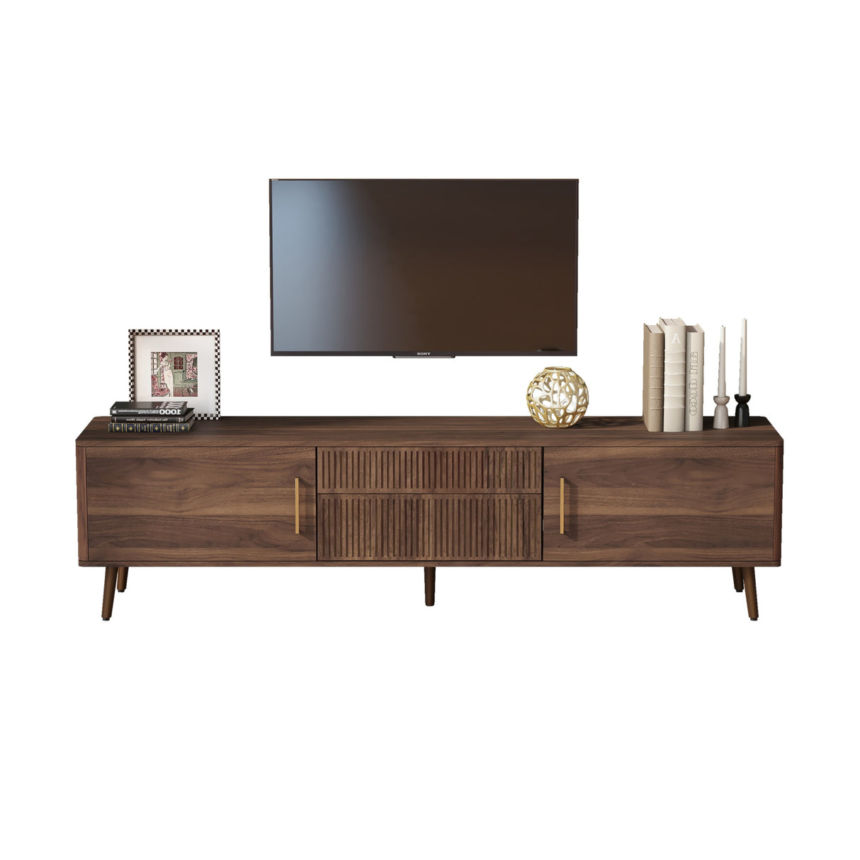 Mid Century TV Stand with 2 Drawers | OROA
