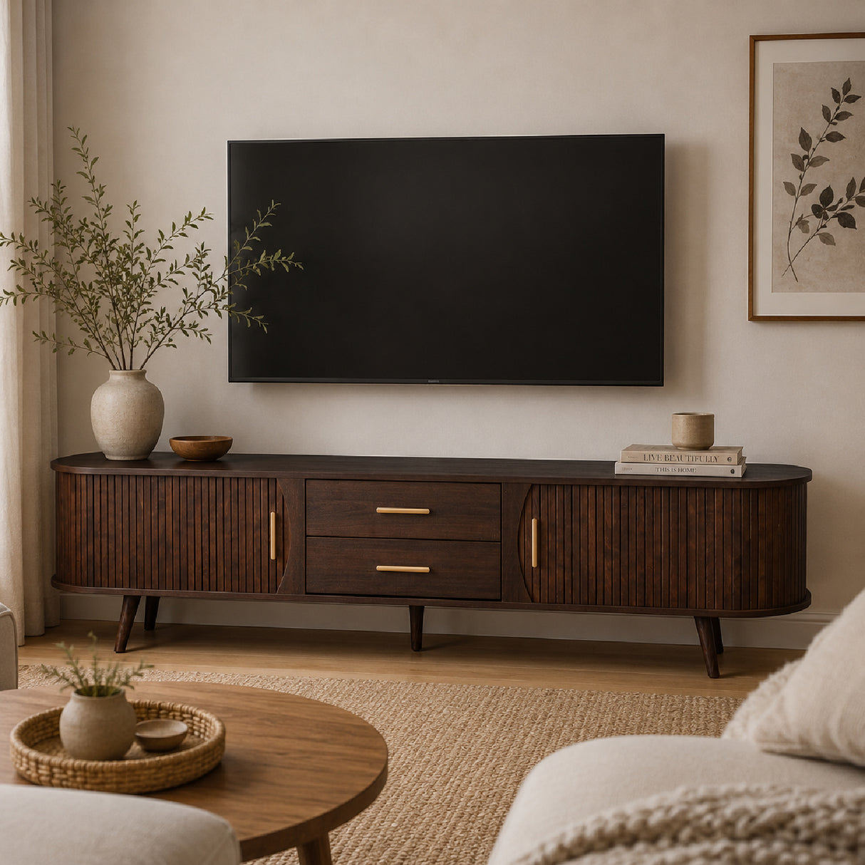 80" Modern Dark Brown TV Stand | OROA