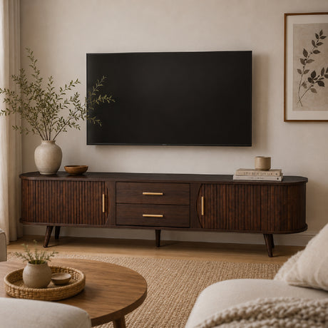 80" Modern Dark Brown TV Stand | OROA