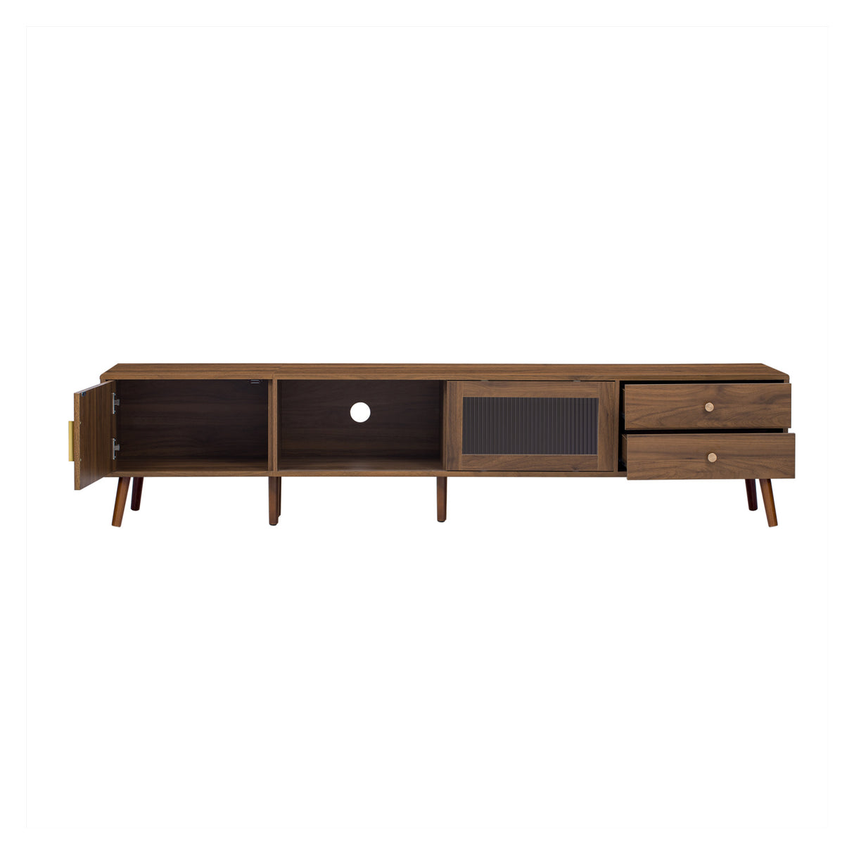 76" Modern Minimal Glass-Doors TV Stand | OROA