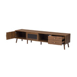 76" Modern Minimal Glass-Doors TV Stand | OROA