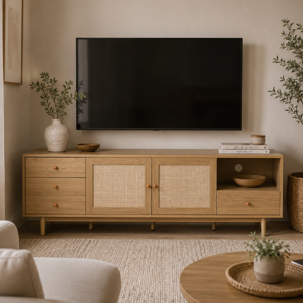 Modern Wood Media TV Console | OROA